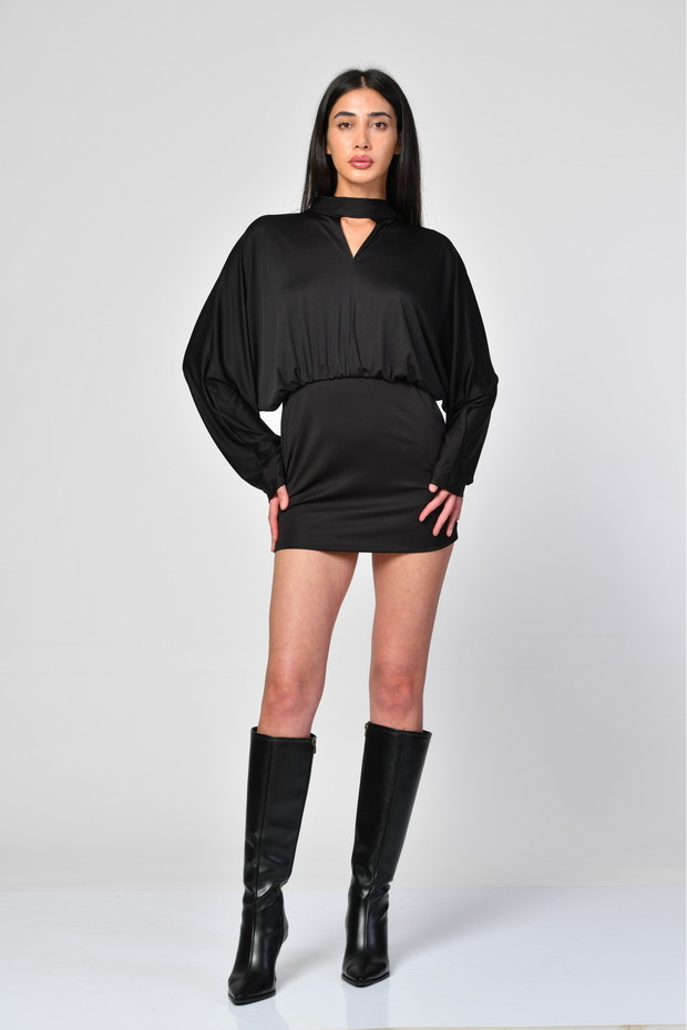 EYYO Front-Tie Dress - Black