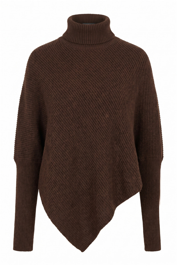 Fisherman's Collar Diagonal-Striped Sweater