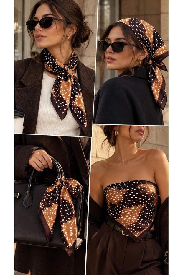 Coffee-Colored Bamboo-Patterned Scarf FLR2013