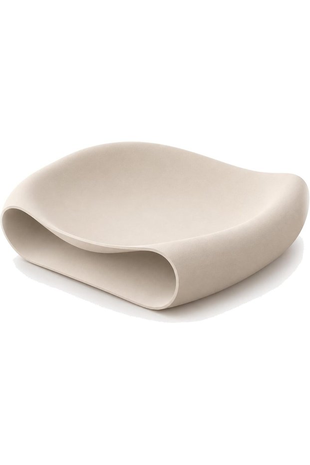Modern Decorative Bowl 25 cm, Sculptural Wavy Centrepiece for Dining Table, Beige