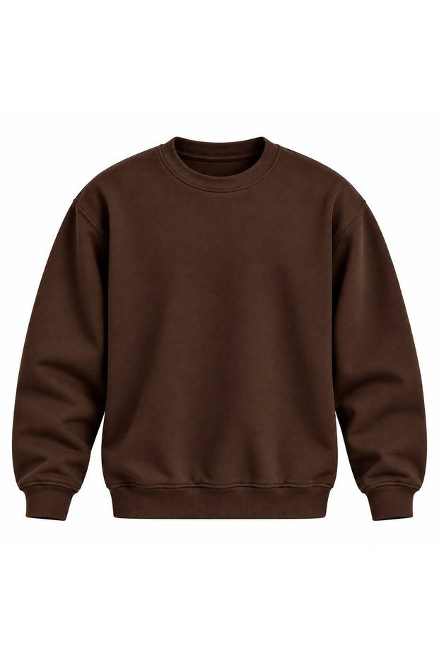 Men's Slim Fit Crew Neck Plain Unprinted 3 Thread Sweatshirt