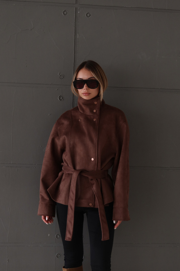 Stand-Up Collar Suede Jacket