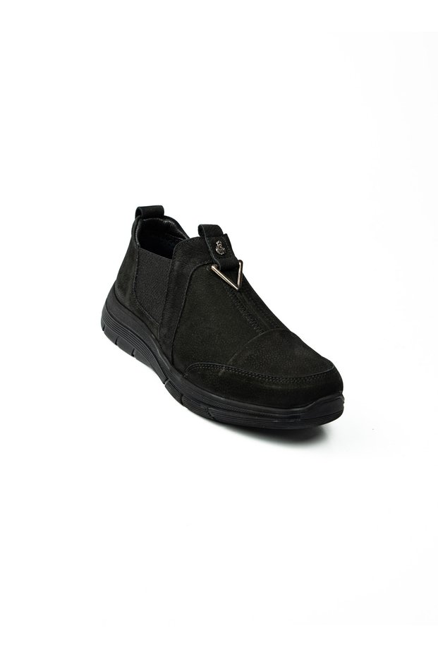 028 Synergy Black Leather Women's Casual Shoes