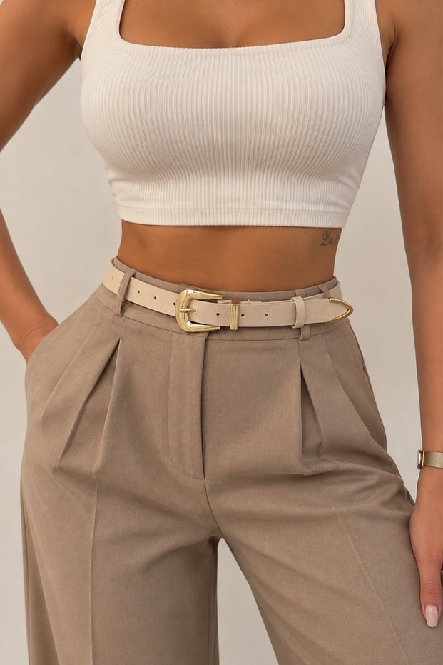 Women's Gold-Buckled Slim Belt – Stylish with Metal Accents, Adjustable, Everyday and Classic Pants Belt