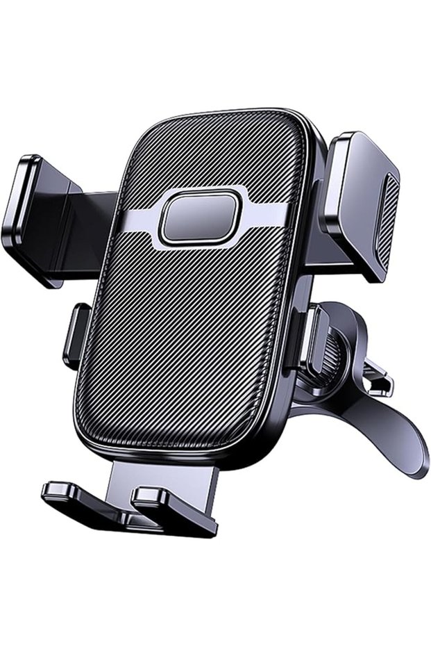 Car Air Vent Phone Holder, Metal Hook Clip, 360° Rotation, One-Button Release, iPhone Galaxy