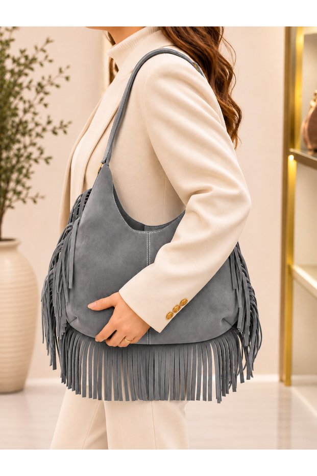 Pisa 100% Genuine Italian Leather Stylish, Modern Design Suede Clutch Bag and Shoulder Bag with Pouch