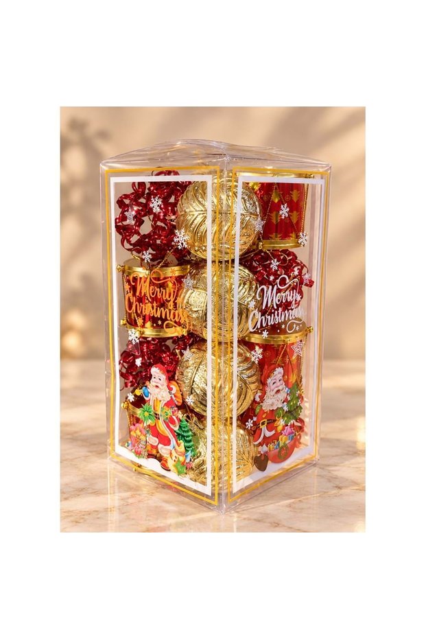 Red and Gold Assorted-Shaped Christmas Tree Ornaments, Set of 16
