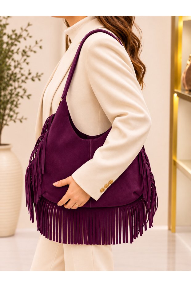 Pisa 100% Genuine Italian Leather Stylish, Modern Design Suede Clutch Bag and Shoulder Bag with Pouch