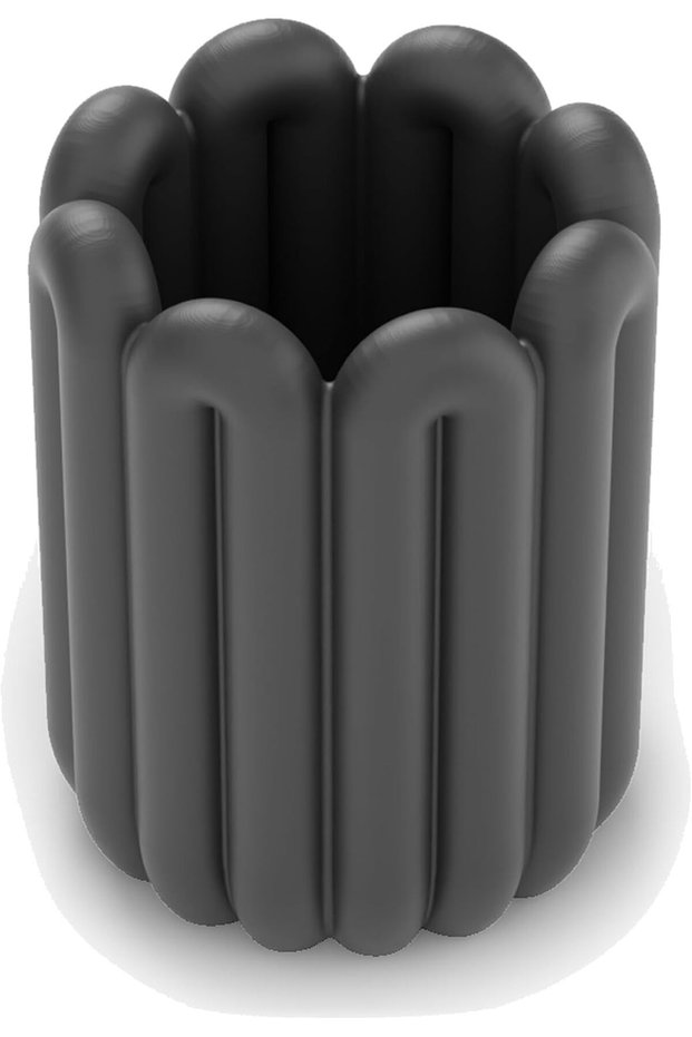 Arched Pen Pot, Round Pencil Cup with Rounded Loop Columns and Scalloped Rim, Markers, Black