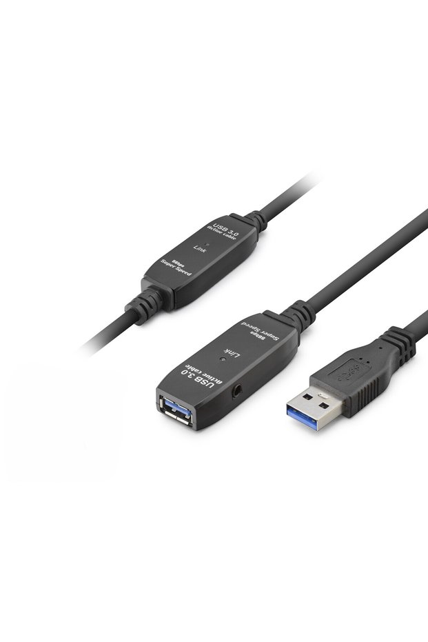 كابل تمديد USB 3.0 نشط، أسود، بطول 10 أمتار، للاستخدام في المكاتب والمنازل.