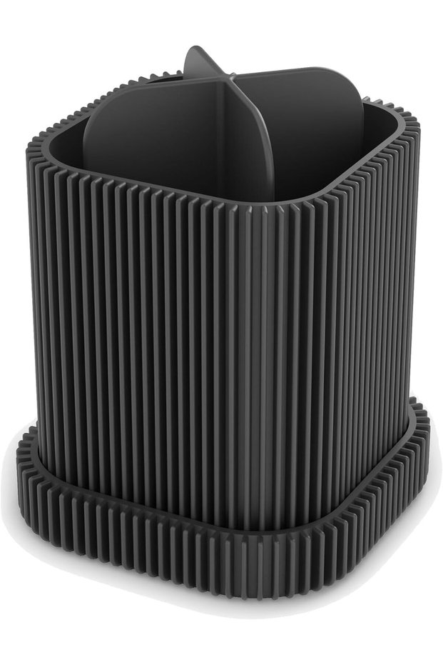 Toothbrush Holder with Drip Tray and Removable Divider, Modern Minimalist Vanity Cup, Matte, Black