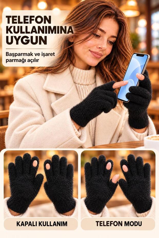 Yumoş Gloves with Open Fingers, Winter Gloves, Touchscreen-Compatible Gloves