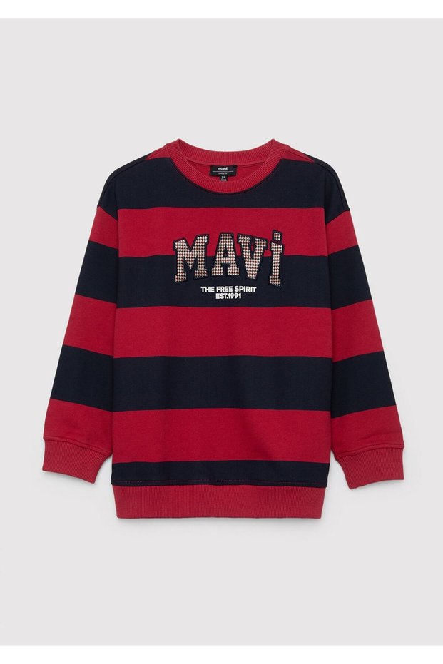 Logo Striped Navy Blue Sweatshirt 6S20010-A6609