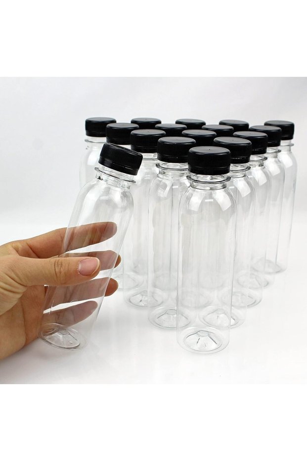 24 Pcs Clear Juice Bottles,150ml (5 oz) Reusable Empty Plastic Bottles with Black Lids for Juice Milk Water,Sauce and Other Beverages