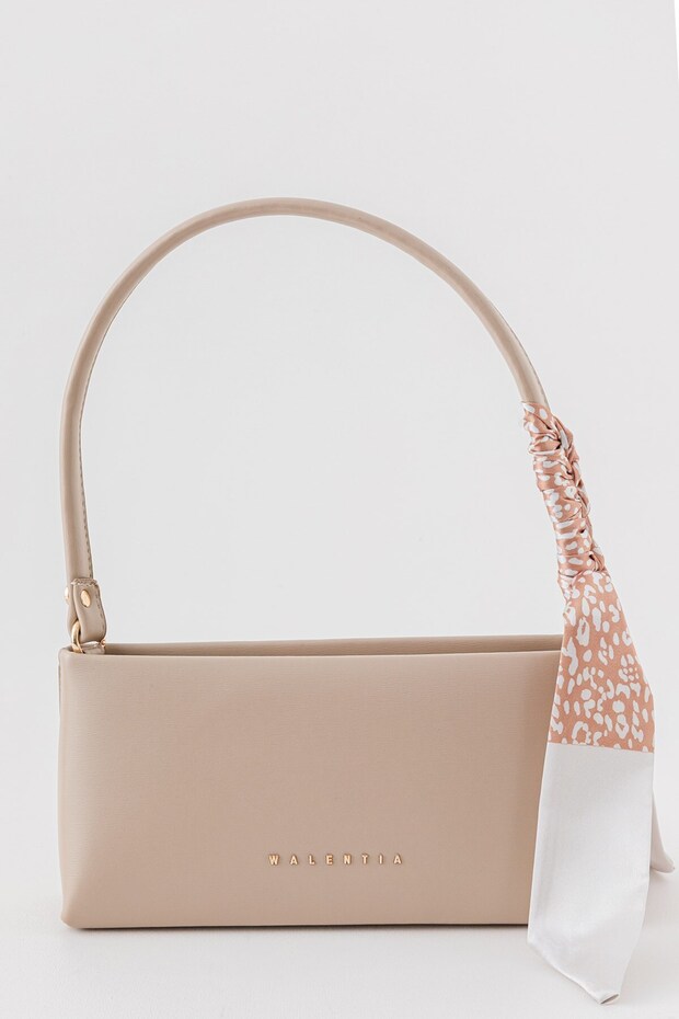Bella Women's Scarf-Detail Soft Leather-Look Baguette-Shaped Shoulder Bag