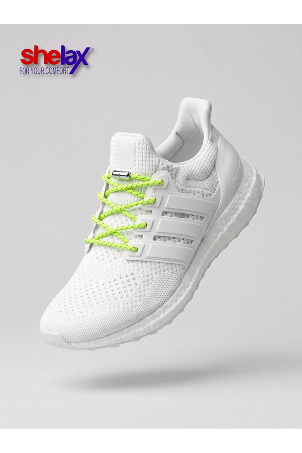 Round Metal Capsule-Locked Smart Shoelace - Mottled Neon Yellow