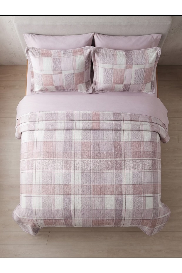 Double-Size Patterned Pique Bedspread Set and Bedspread Set - Gray Leaf Pattern - Includes Bed Sheet - 4-Piece Set"