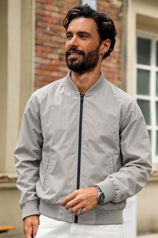 Men's Transitional Casual Stone-Patterned Raincoat