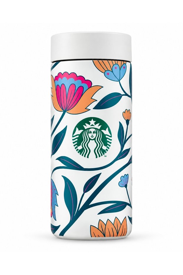 ® Ivory Floral Stainless Steel Thermal Thermos - 355 mL -