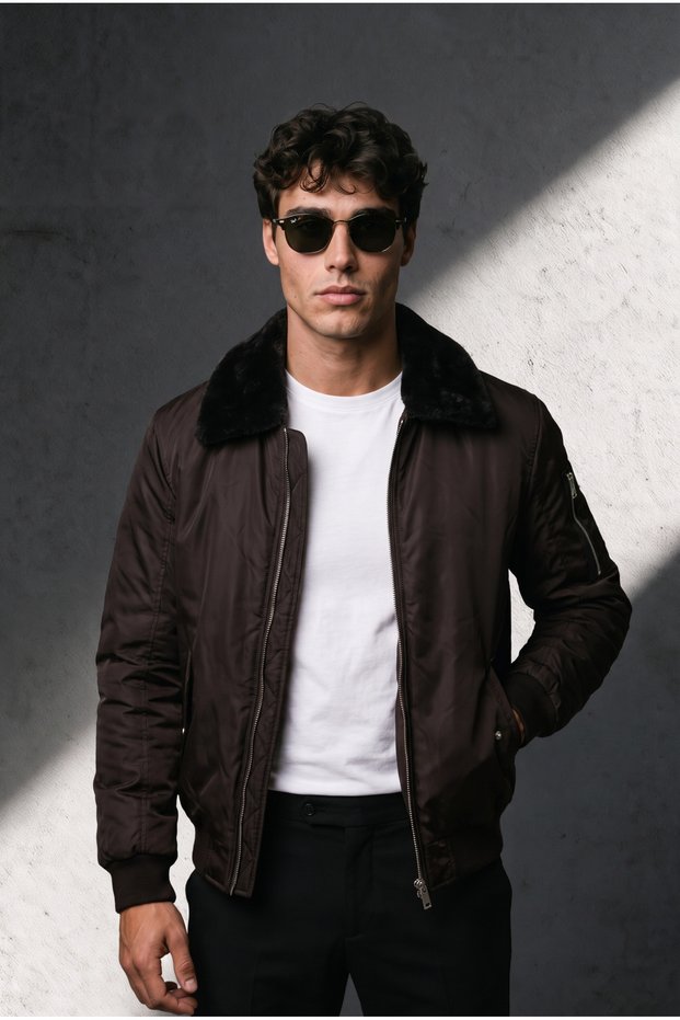 Premium Fur Collar Bomber Jacket