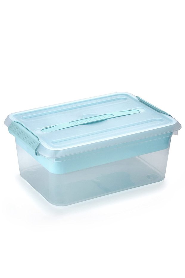 Stack & Carry Box, Clear Plastic Storage Container Stackable Home Utility Box with Removable T