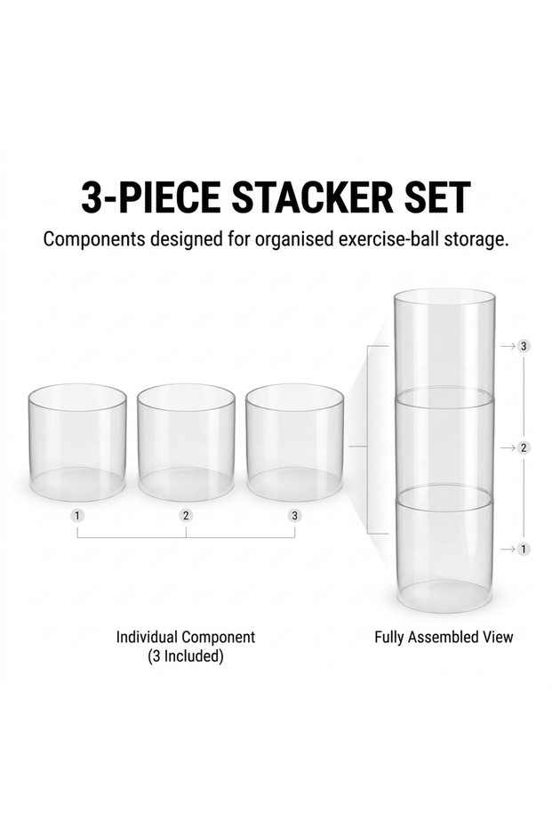 Exercise Ball Stackers 3-Piece Set, Exercise and Stability Ball Storage Organizers, Stackable Ball Holders for Fitness Centres, Gyms and Home Workout Spaces