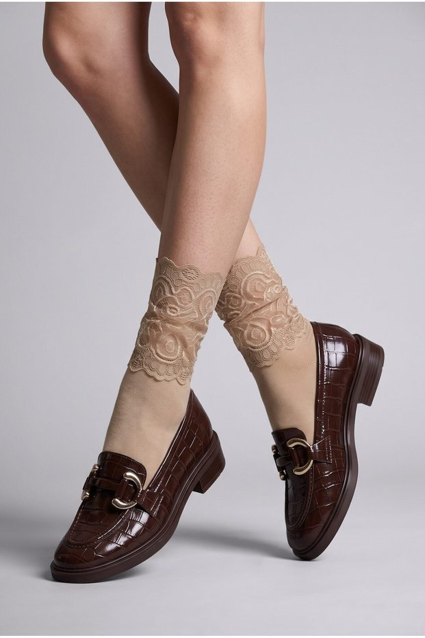 Women's Long Socks with Lace Detail I4463Axns