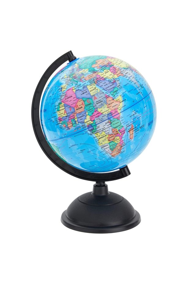 Educational World Globe with Stand, 20.3 cm Diameter, Rotating Desktop Globe for Students and Teache