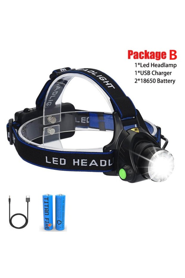 Package B 2*18650 USB Rechargeable Headlamp Motion Sensor Led Flashlight Lantern Waterproof Flashlig