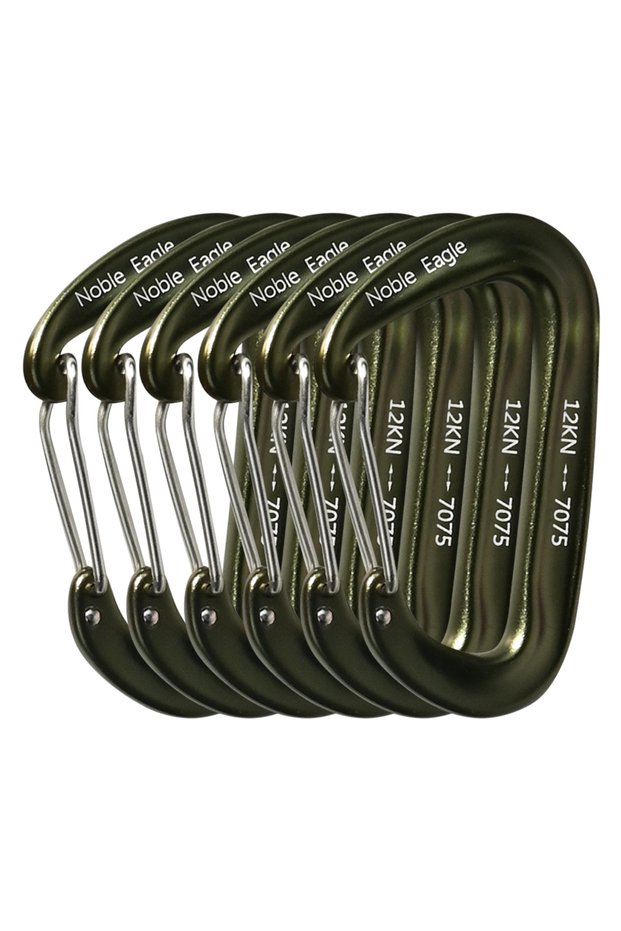 Noble12KN 6PCS Army 6PCS 12kN Aluminum D Ring Carabiners Heavy Duty Hook Lightweight Outdoor Camping