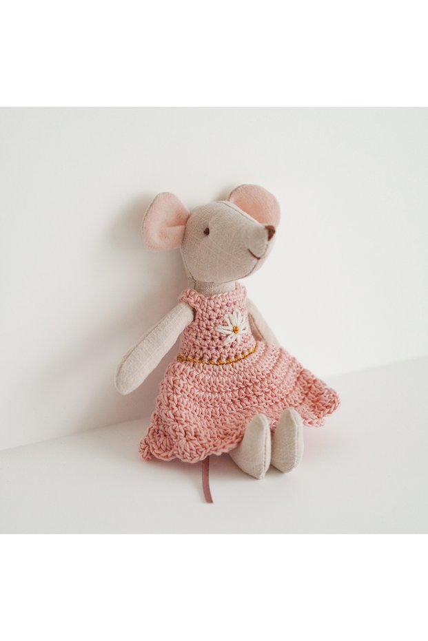 PINK 1PCS Plush Mouse Doll Toy Soft Stuffed Animal Friend for Kids Holiday Birthday Gift Room Decor