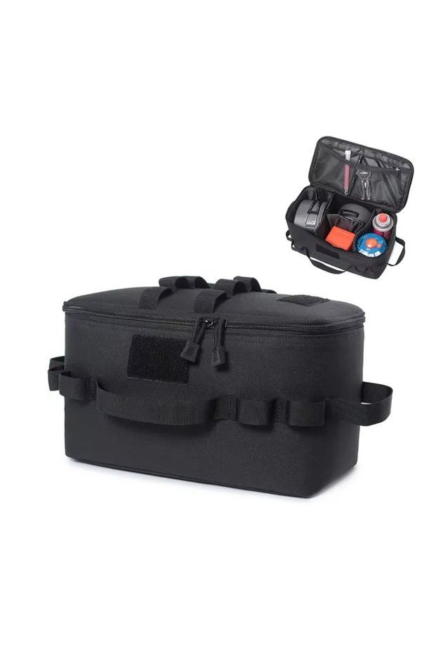 black Large Capacity Outdoor Camping Gas Tank Storage Bag Ground Nail Tool Bag Gas Canister Picnic C