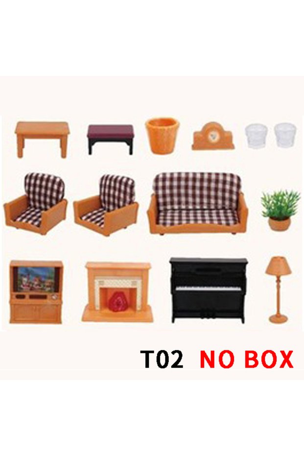 T02 Dollhouse Miniature Accessories 1/12 Forest Family Home Furniture Collection Set Kitchen Cooking
