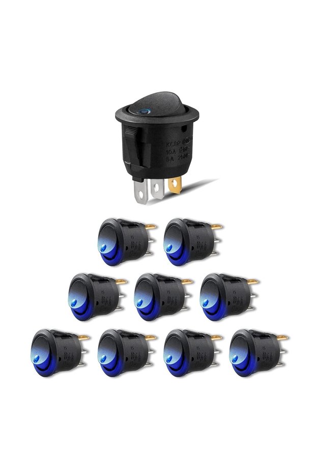 10pcs 12PCS Round Toggle LED Switch 12V Car Truck Rocker Switch On-Off Control with Blue Light for M
