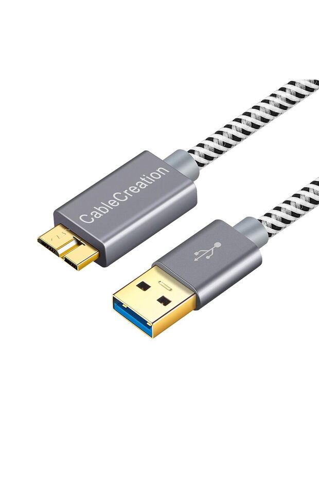 كابل كيبل كرييشن بطول 6.6 قدم من نوع USB 3.0 A إلى Micro B بسرعة 5 جيجابت في الثانية للقرص الصلب الخارجي