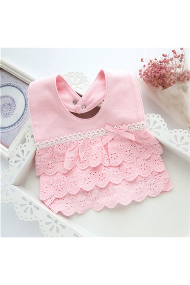 One Size 3 lace pink Lawadka Baby Bibs For Girls 100% Cotton Newborn Princess Lace Bow Baby Bibs Cut