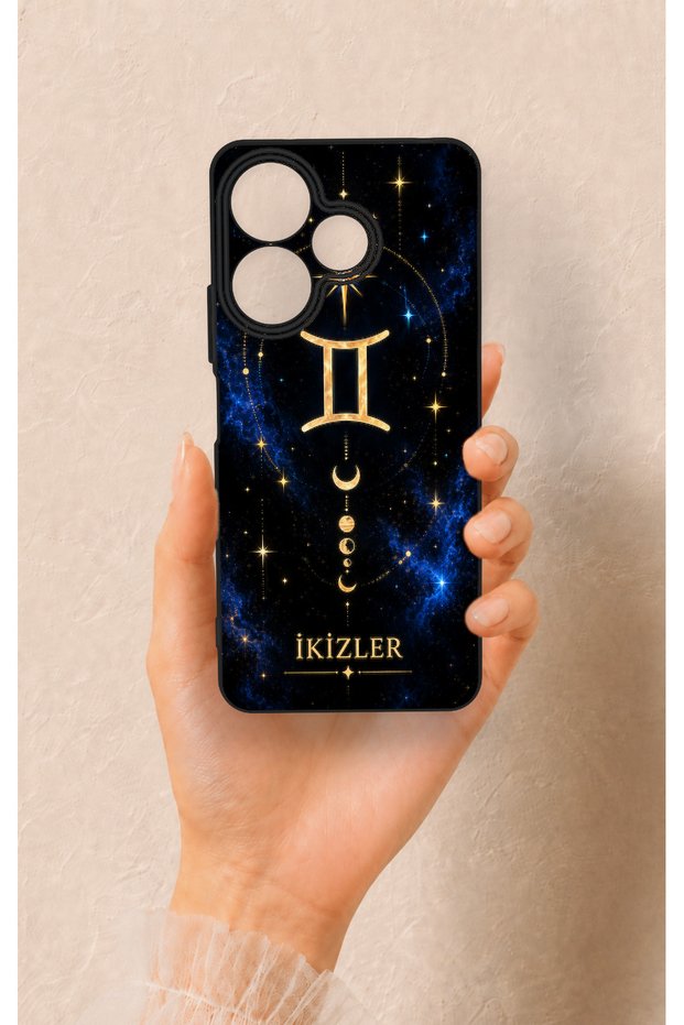 Redmi 13 4g Compatible Silicone Case with a Gemini Zodiac Sign Pattern.