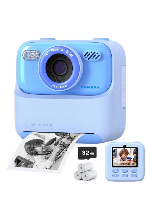 Blue With 32G AMORUS Kids Camera Instant 1080P HD Dual Lens Selfie Digital Camera for Girls Boys Chr