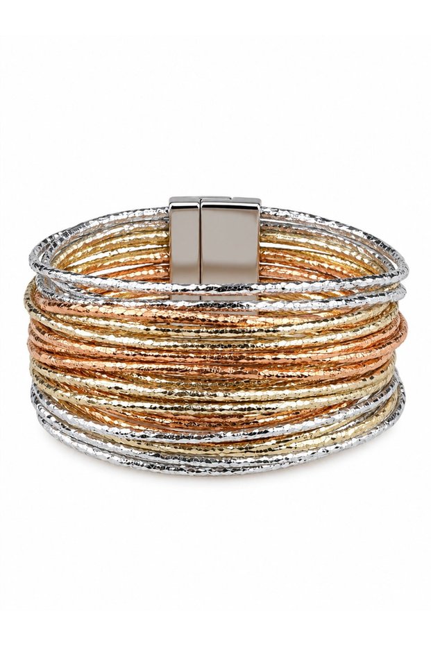 Mixed Color Magnetic Bracelet with Sparkling Stripe Detail