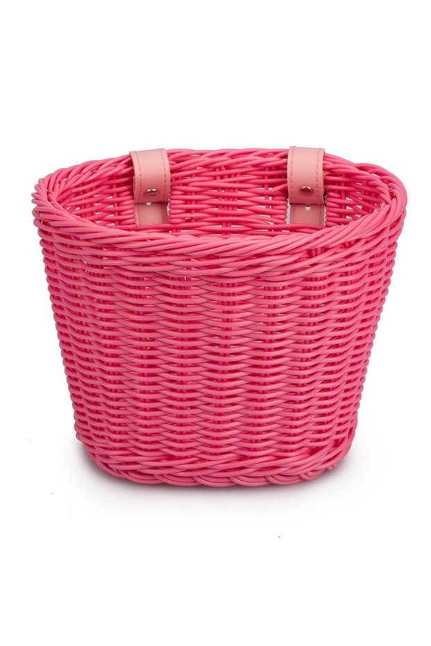 Pink Rattan Bike Basket Adjustable Front Handlebar Bicycle Basket Multifunction Hand Woven Bike Bask