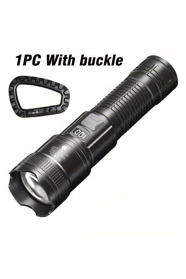 1PC With buckle 100000 Lumens Flashlight,Portable Rechargeable Tactical Torch, Life Waterpro
