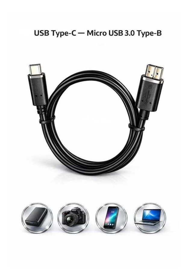 كابل USB Type-C إلى Micro USB 3.0 Type-B بطول 50 سم - أسود