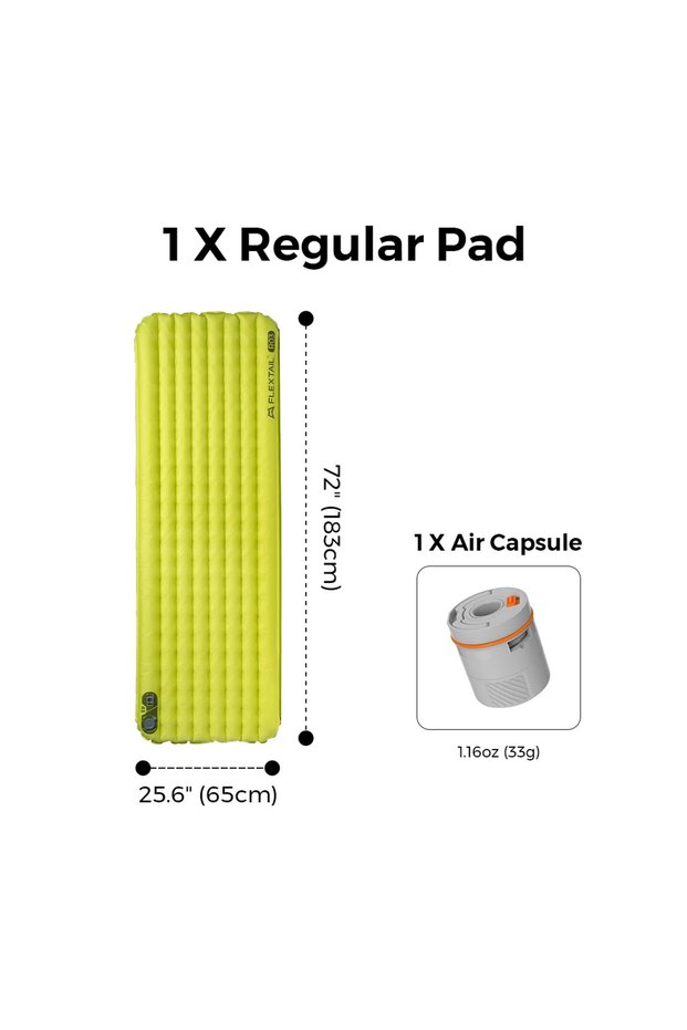 R03 Regular FLEXTAIL Insulated Sleeping Pad, Ultralight Inflatable Camping Mattress (Zero Series: No
