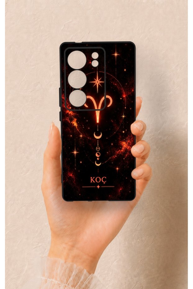 Vivo V29 Compatible Silicone Case with Aries Zodiac Sign Design.