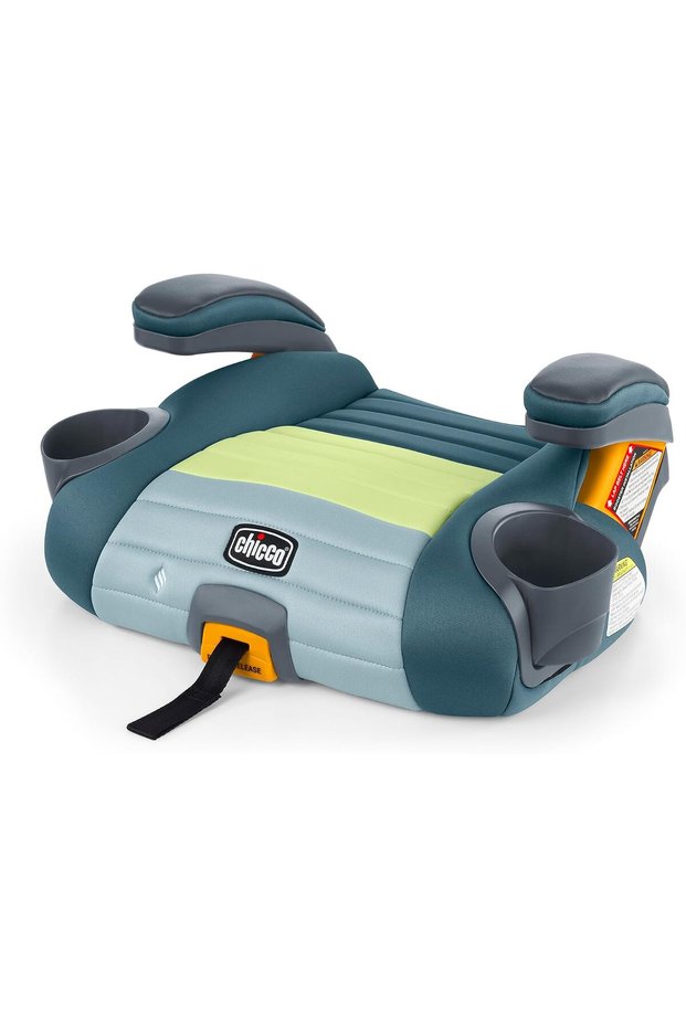 GoFit ClearTex Plus Backless Booster Car Seat, Latch Attachment, Quick-Release Latch Removal, Portable Car Booster Seat for Children at Least 4 Years Old and 40-110 lbs | Tropic/Green