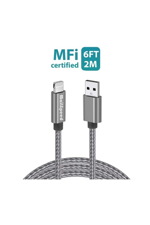 كابل شحن آيفون 2 متر [معتمد من MFi] كابل شاحن USB Lightning للشحن السريع