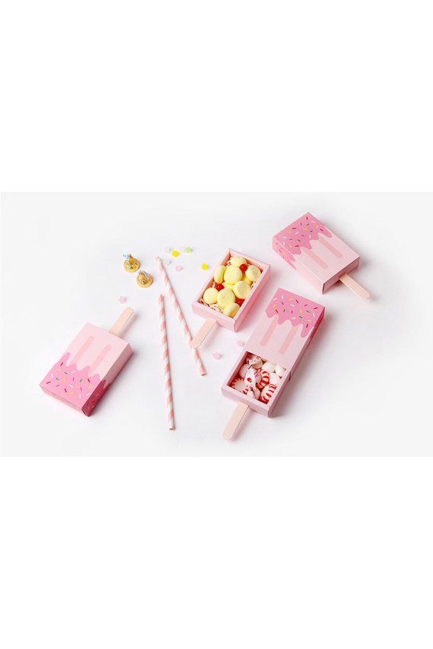 10 pcs pink 10pcs Ice cream shape Wedding party Favor Box Cartoon treat box Ice Cream Gift box Baby