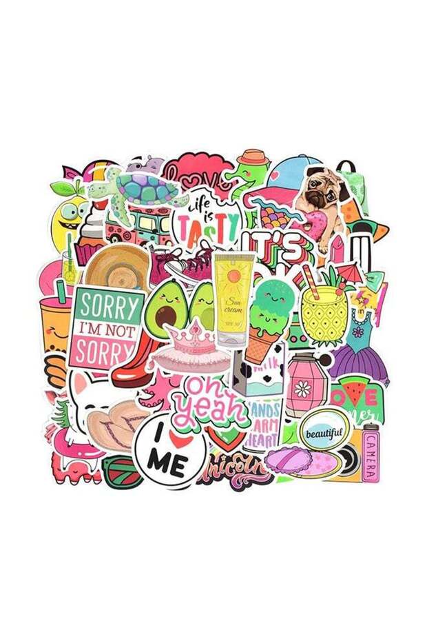 50-Piece Waterproof Summer Beach Style Sticker Set
