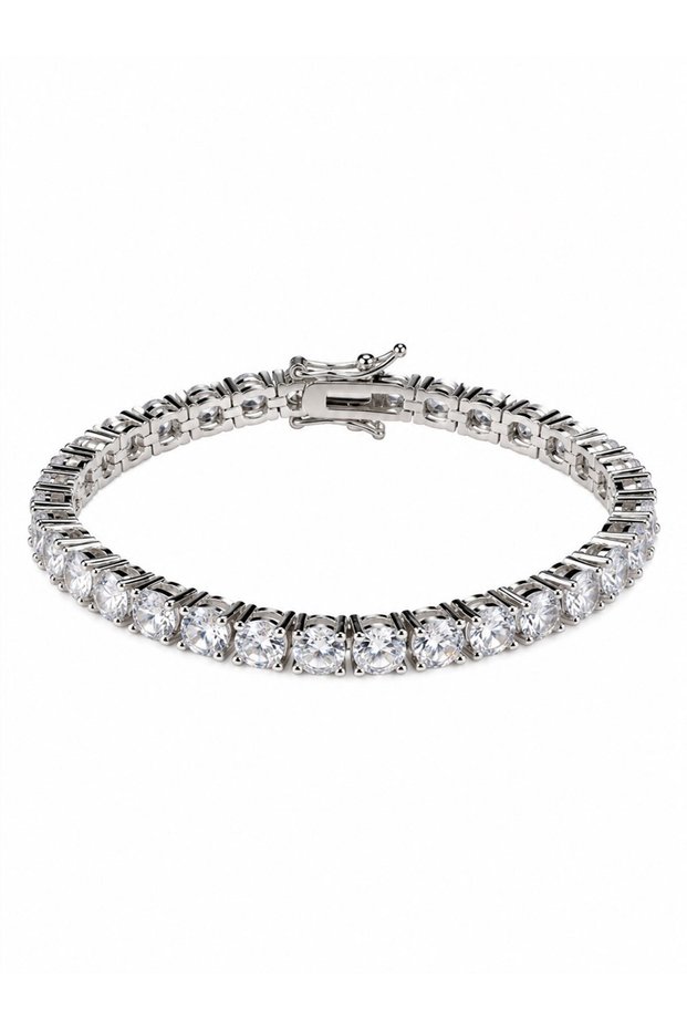 Large Round Stone Silver Waterway Bracelet
