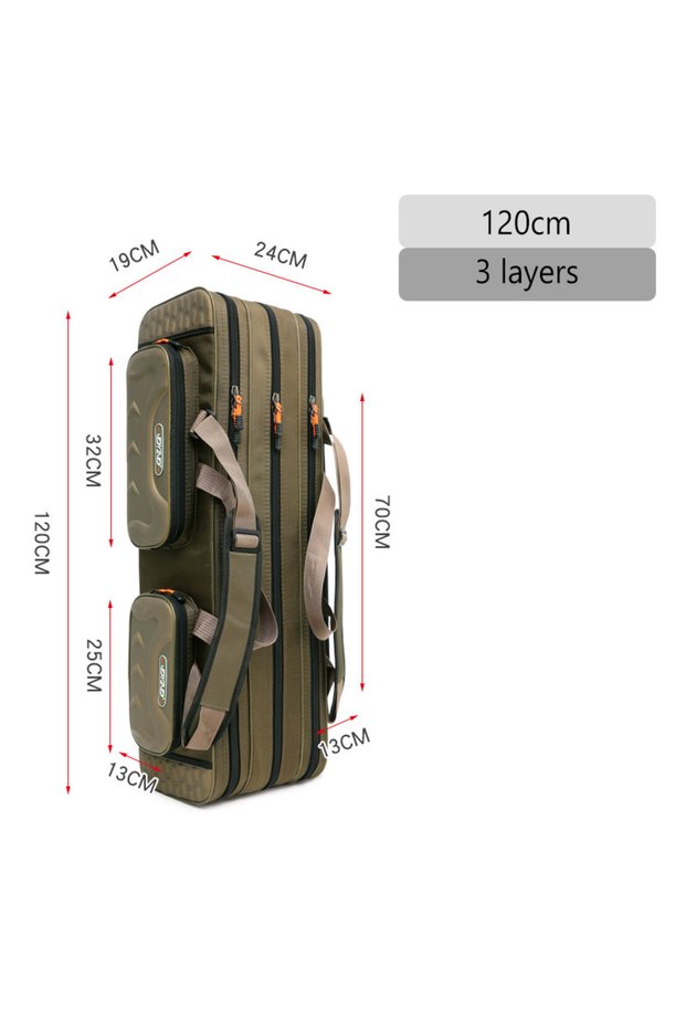 3 layer 120cm Multifunctional Fishing Rod Bag Spinning 2/3/4 Layers 80-130CM 1680D Oxford Reel Pole
